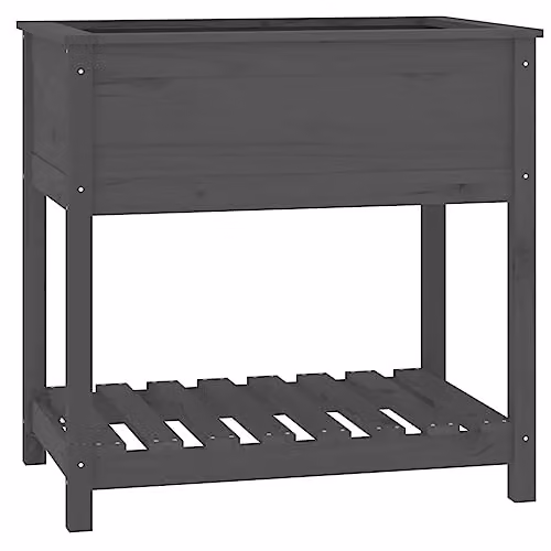 vidaXL Grey Pine Wood Planter with Shelf W/D/H: 82.5 x 54 x 81 cm – 1