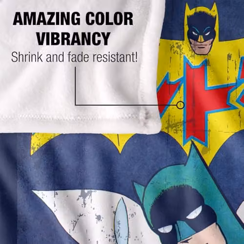 Warner Bros. Batman and Robin Kanji Large Eyes Super Soft Fleece Throw Blanket, Multicolour, W: 152 cm, D: 127 cm – 3