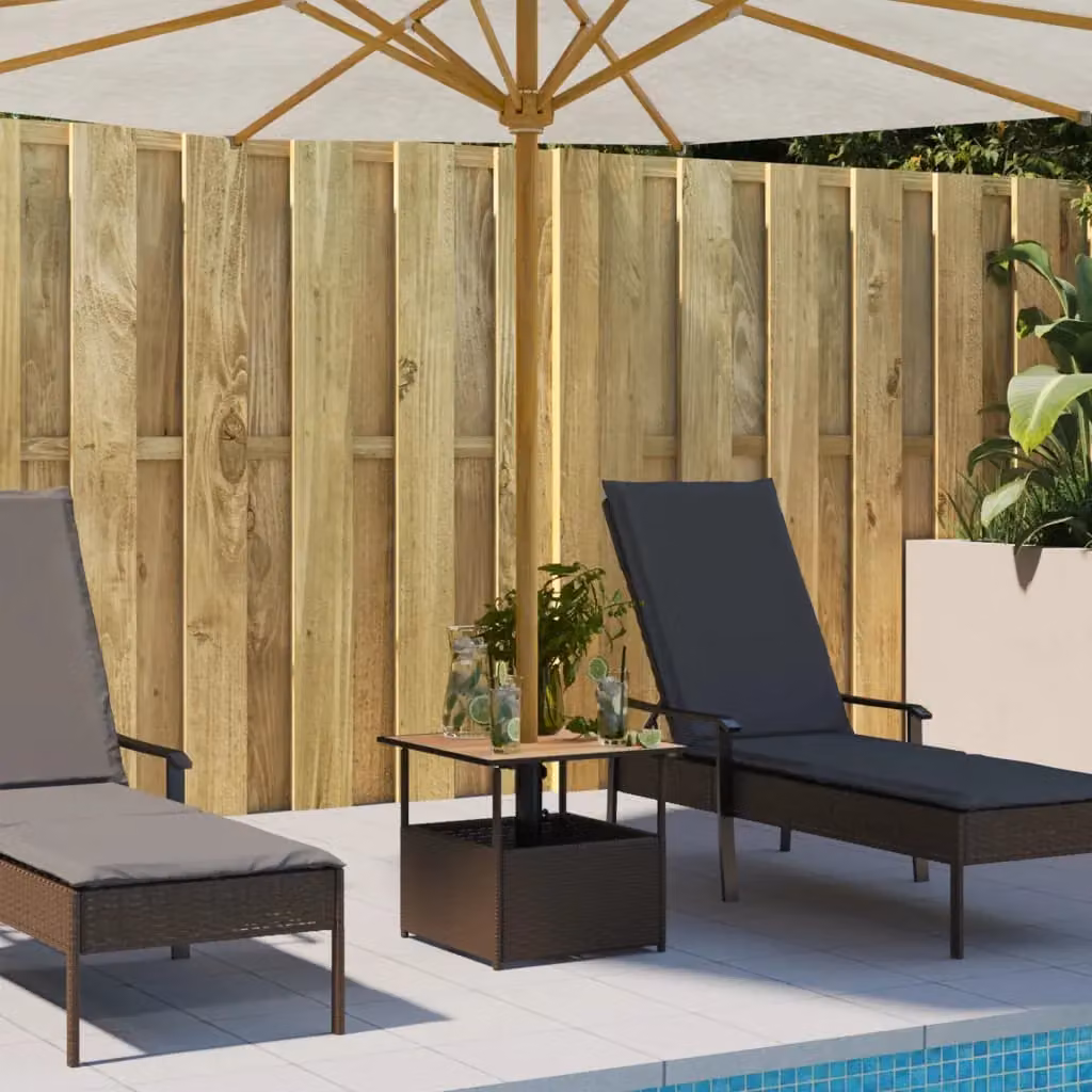 Berkfield Home Brown Acacia Wood Garden Table with Parasol Hole W/D/H: 55 x 55 x 46.5 cm – 3
