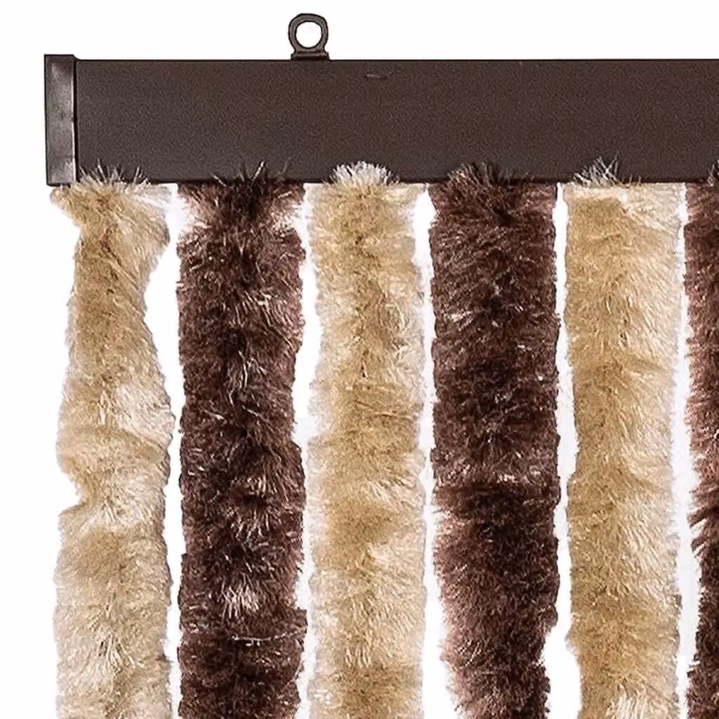 Berkfield Home Chenille Fly Curtain in Beige and Light Brown, W: 100 cm, H: 230 cm – 3