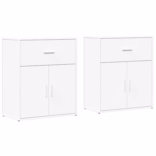 vidaXL Set of 2 Modern White Sideboards in Engineered Wood W/D/H: 60 x 31 x 70 cm