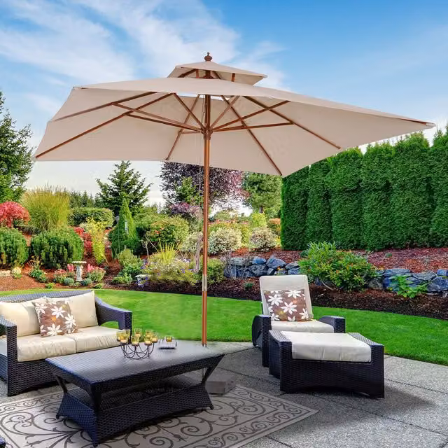 Outsunny Beige Patio Garden Sun Umbrella