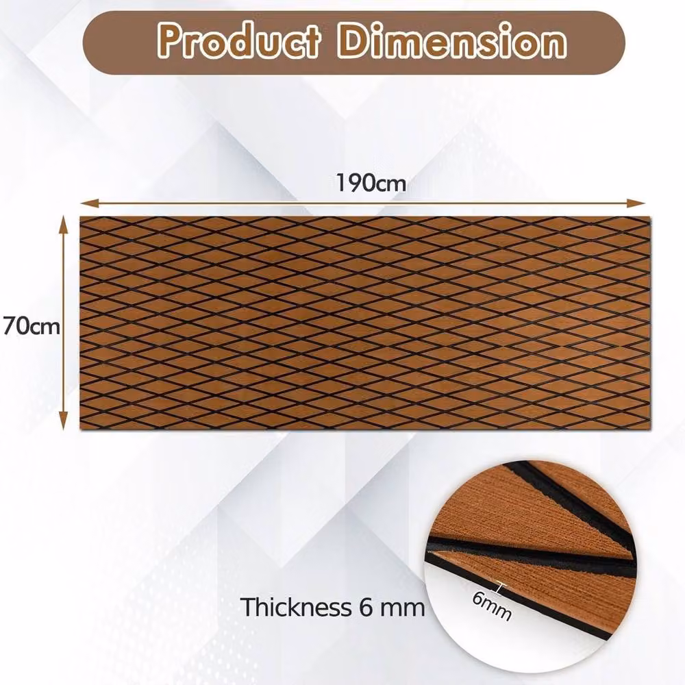 VOGREX Self-Adhesive Geometric Foam Boat Decking Sheet in Brown and Black, W: 70 cm, L: 190 cm – 2