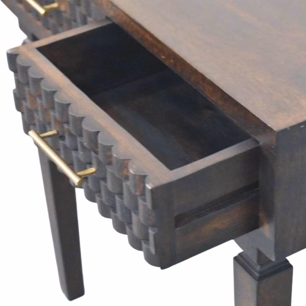 STILVORA Modern Round Mango Wood Console Table in Brown – 7