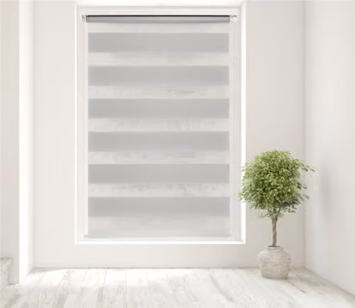 Caecus Light Grey Day and Night Zebra Roller Blind, Width: 150 cm, Drop: 160 cm