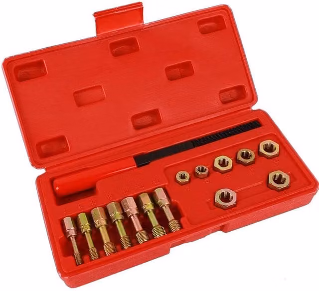 VOGREX 15-Piece Metric Thread Repair Rethread Chaser Tool Set in Red – 1