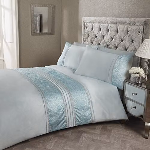Rapport Home Aurora Polycotton Floral Duvet Cover and Pillowcase Set in Blue and Gold, Super King (200 x 200 cm)