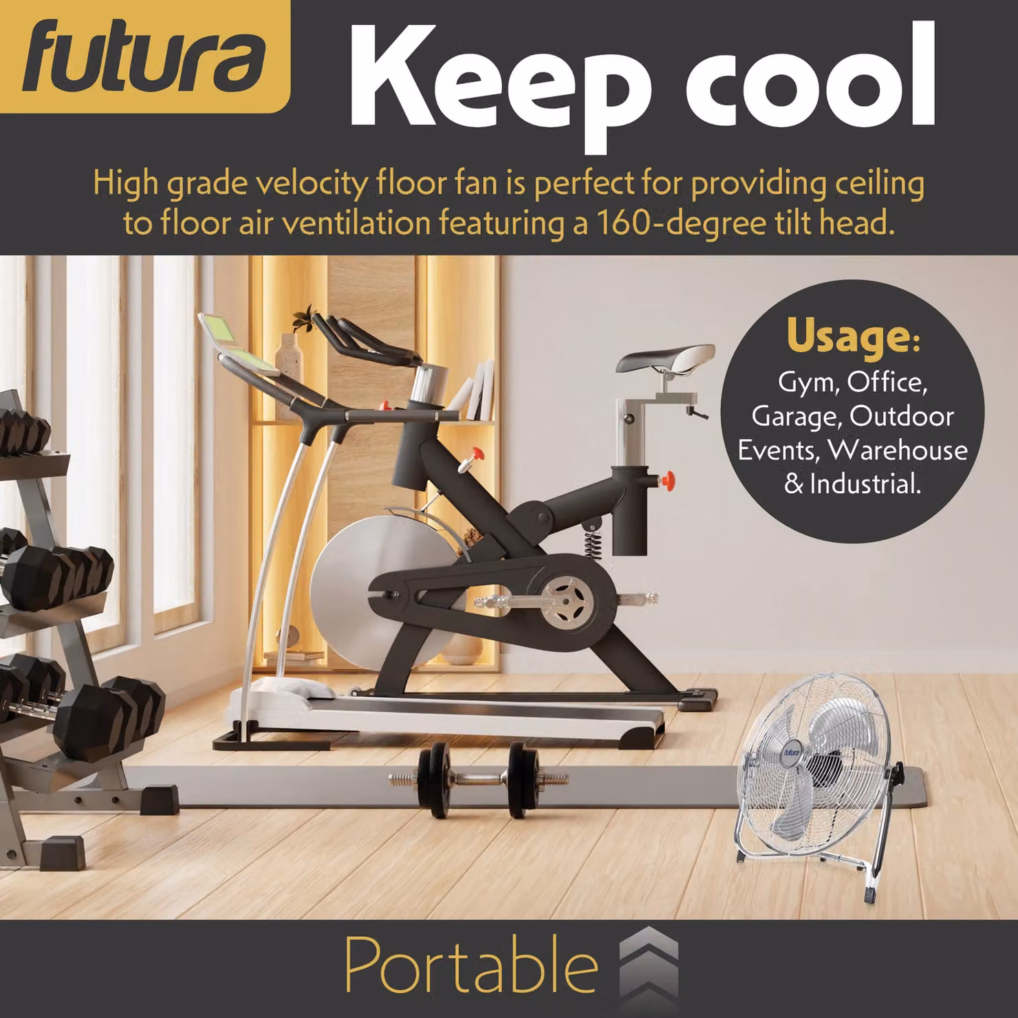 Futura 14 Inch Portable Floor Fan in Silver with 3 Adjustable Speeds – 2