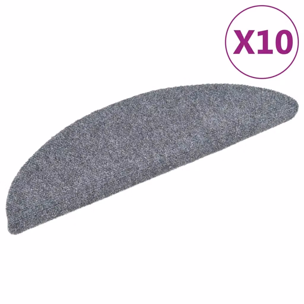 Berkfield Home Self-adhesive Stair Mats, 10 Pieces, Light Grey, W: 56 cm, Medium – 2