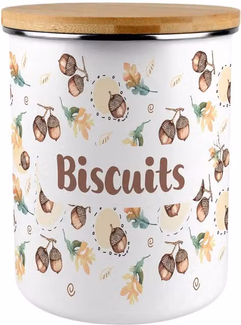Purely Home Floral Metal Biscuit Tin in Brown and White