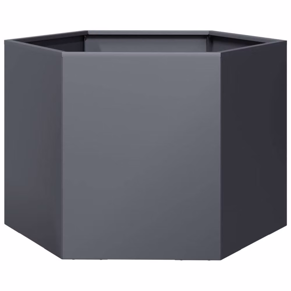 Berkfield Home Anthracite Steel Hexagon Garden Planter Tub, W: 69 cm, D: 60 cm, H: 45 cm – 3