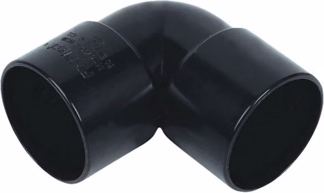 FloPlast 50mm ABS Solvent Weld 90 Degree Knuckle Bend in Black and Grey