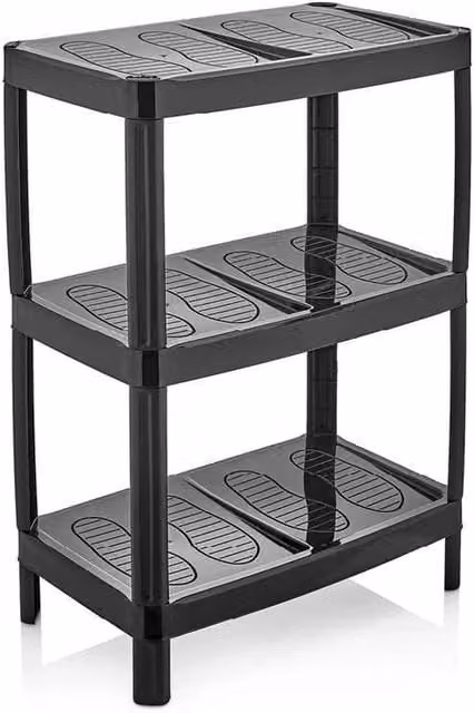 FORGEVIO 3 Tier Narrow Freestanding Shoe Rack in Black – 1