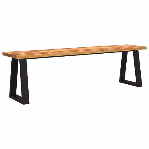 vidaXL Industrial Live Edge Bench in Brown Solid Acacia Wood and Metal
