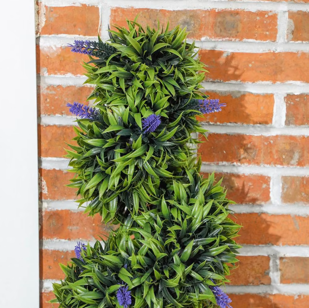 STILVORA Set of 2 Green Artificial Topiary Plants in Concrete Pots, Height: 115 cm – 5