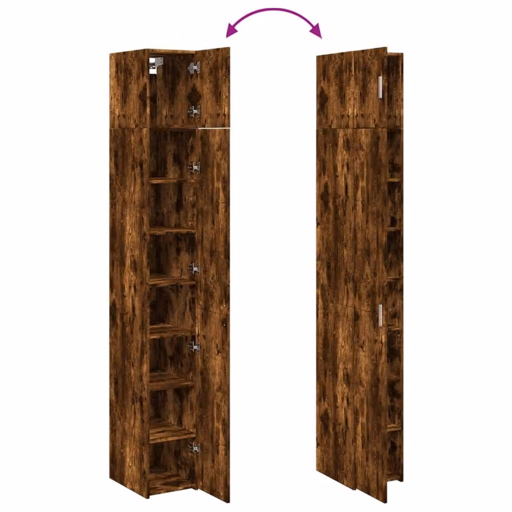 Berkfield Home Slim Storage Cabinet in Smoked Oak Brown, W/D/H: 30 x 42.5 x 225 cm – 4