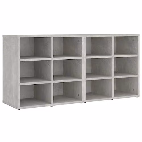 vidaXL Set of 2 Modern Grey MDF Shoe Cabinets with 12 Compartments and Hinged Doors – 1