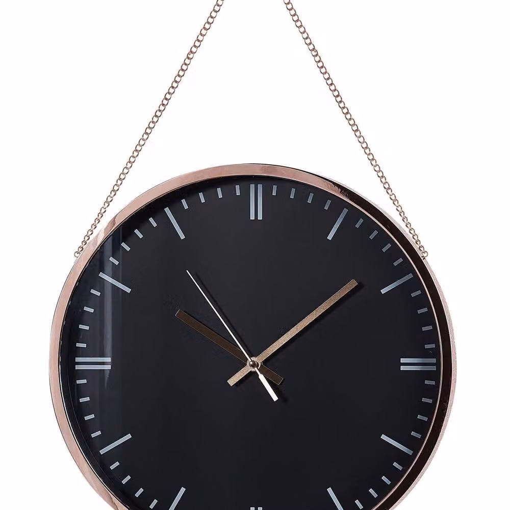 Wyld and Coco Modern Round Analog Wall Clock in Black with Diameter: 30 cm – 1