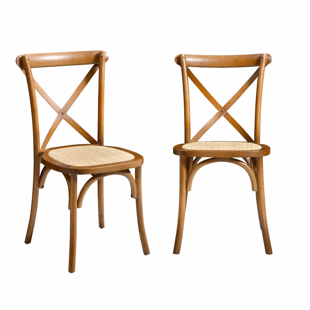 sweeek Set of 2 Vintage Wooden Bistro Chairs in Brown – 2