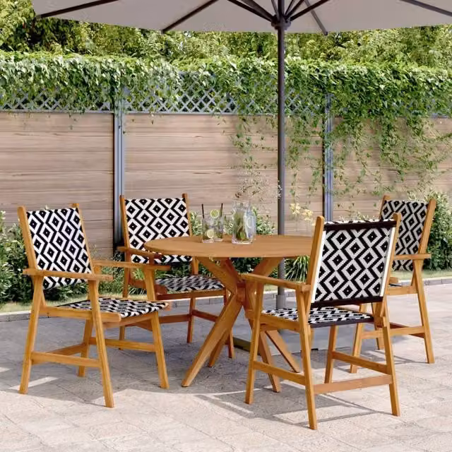 Berkfield Home 5 Piece Rustic Acacia Wood Garden Dining Set in Brown