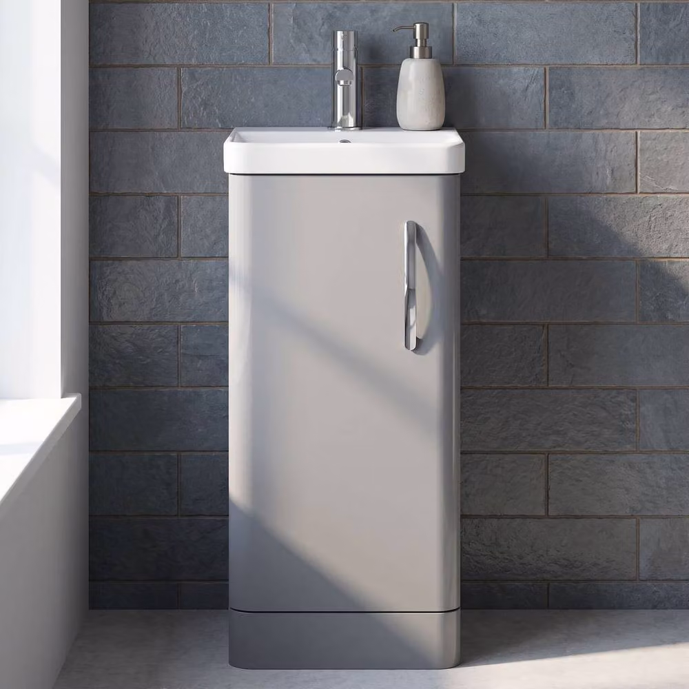 Balterley Handsacre Contemporary 1 Door Gloss Grey Freestanding Vanity Basin Unit, W: 40 cm, H: 86.4 cm – 2