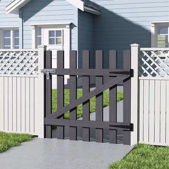 Lifeideas Rustic Wooden Garden Gate in Grey, Width: 90 cm