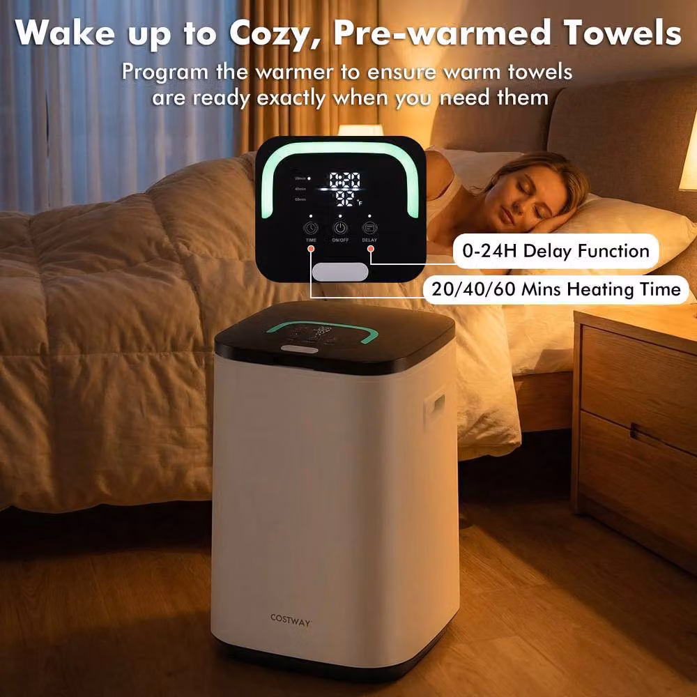 Costway 23L Towel Warmer Bucket Hot Towel Heater with Rapid Heating and Child Lock in White – 7