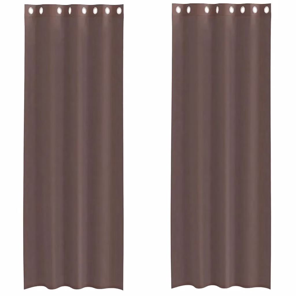 Berkfield Home Brown Voile Fabric Panel Curtains with Eyelets, 2 Pack, W: 140 cm, H: 260 cm – 2