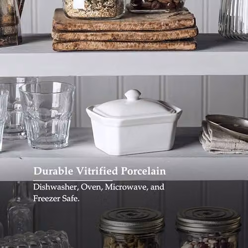 WM Bartleet & Sons 1750 Porcelain Butter and Terrine Dish with Lid, White, 14cm – 5