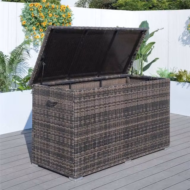 Direct Wicker 980L Brown Rattan and Aluminium Outdoor Large Deck Storage Box – 1