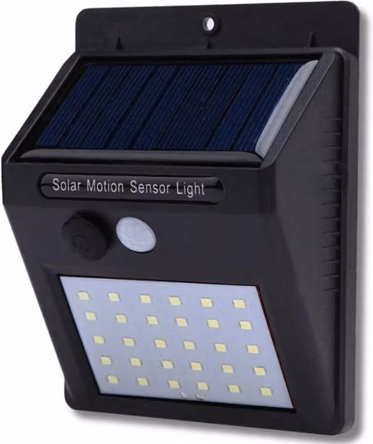 FLAVORA LED Solar Outdoor Garden Security Wall Lamp with Motion Sensor, Black – 1