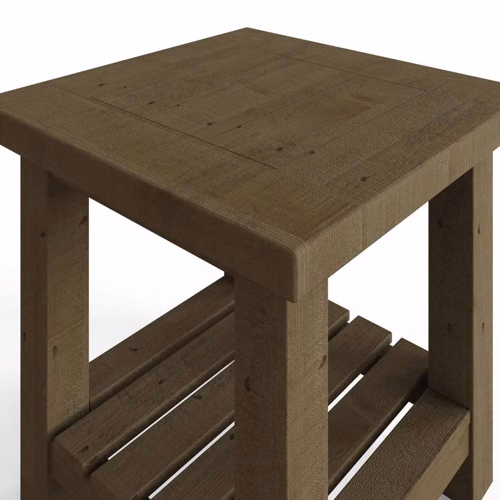 ERGOVEXA Handcrafted Reclaimed Pine Lamp Table in Brown – 2