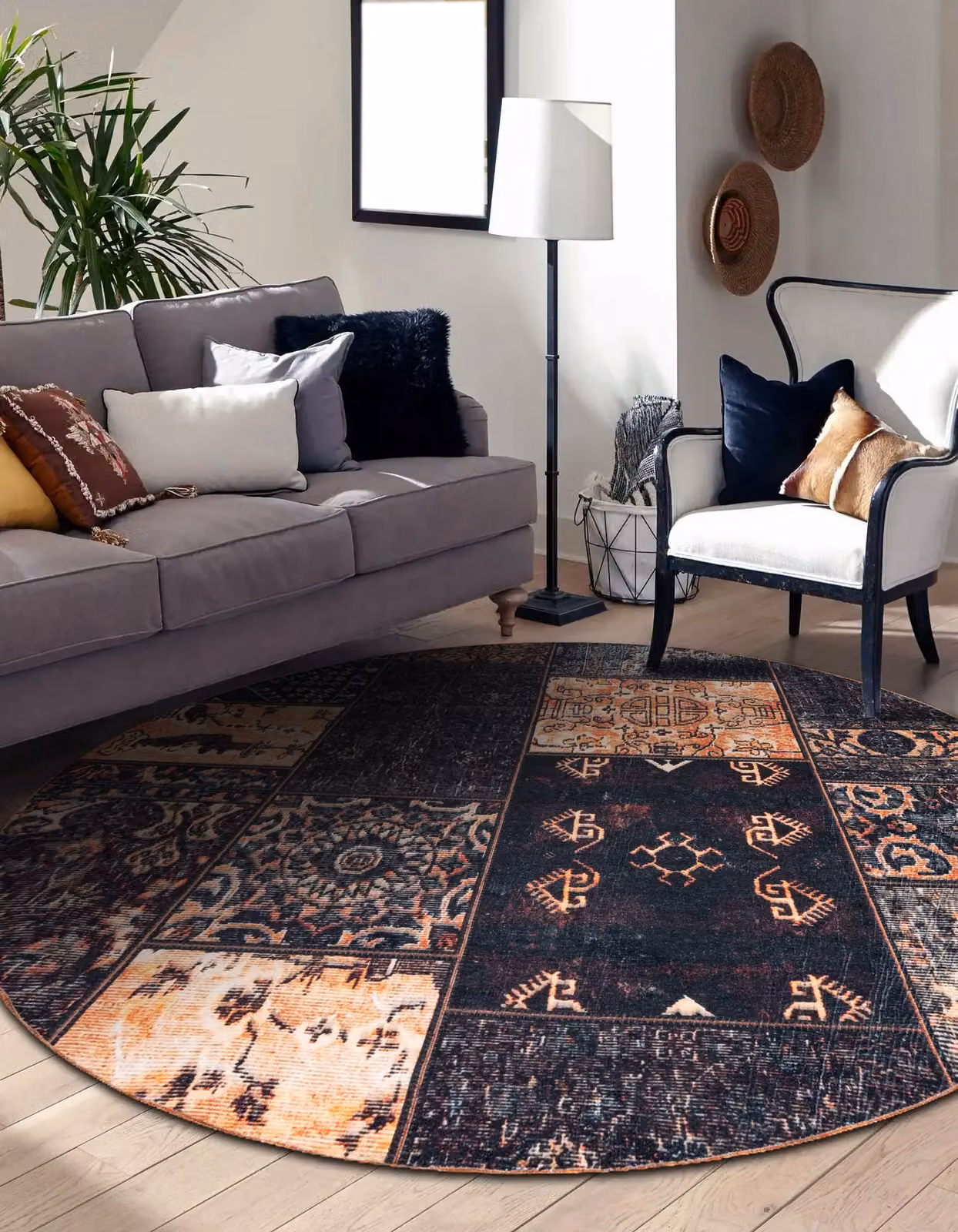 RugsX Antika Patchwork Round Rug in Terracotta and Multicolour, Diameter: 160 cm – 3