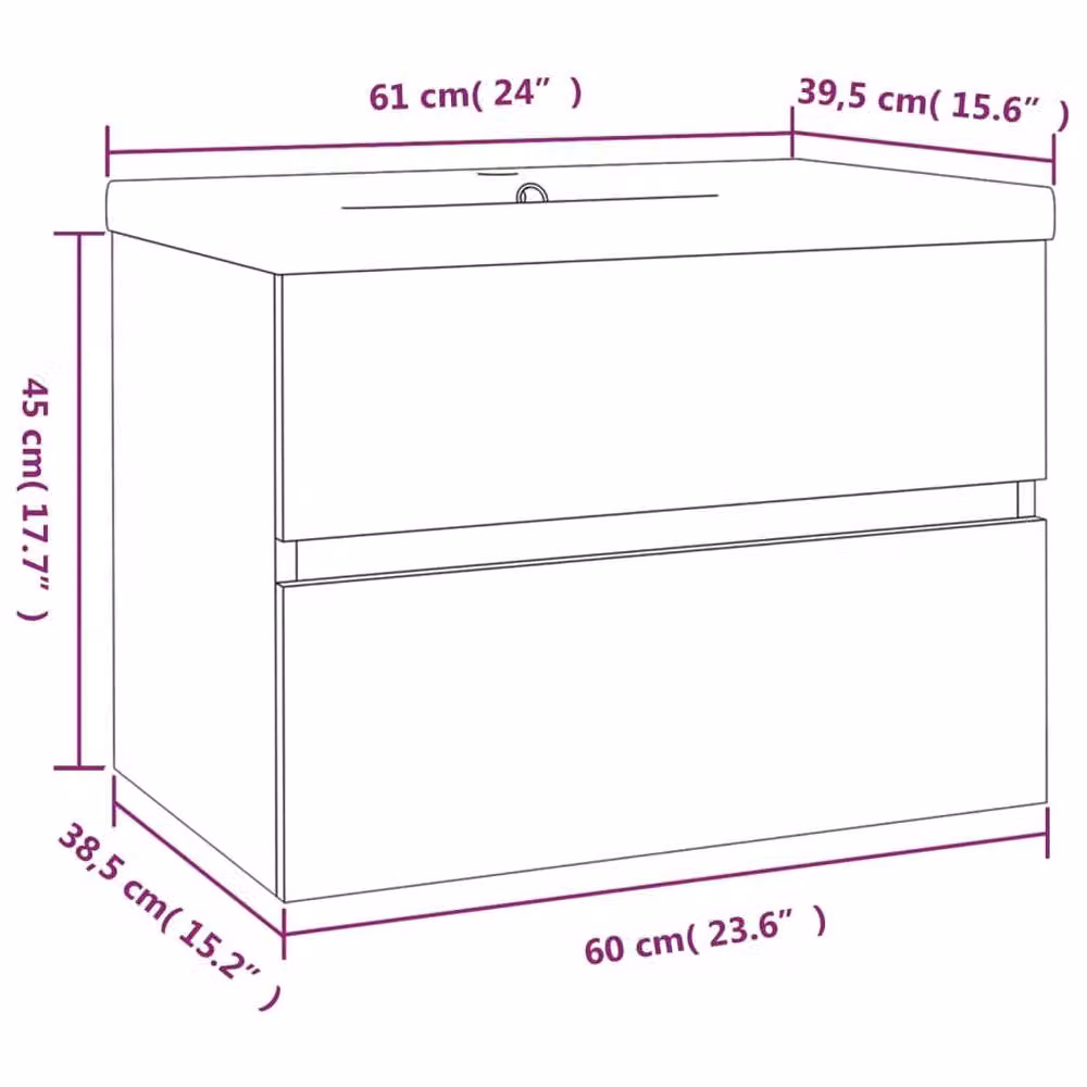 Berkfield Home Wall Mounted Bathroom Sink Cabinet with Built-in Basin in Smoked Oak Brown – 3