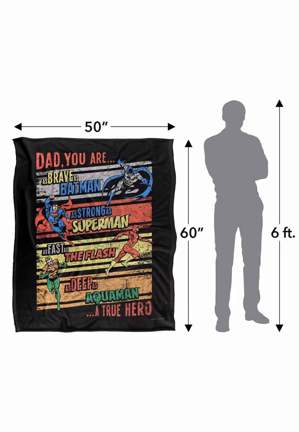 Warner Brothers JLA Aquaman, Batman, Flash and Superman Officially Licensed Silky Touch Super Soft Fleece Throw Blanket in White and Multicolour, W: 152 cm, D: 127 cm – 9