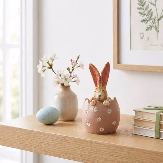 Garden Greatness Jasper Rabbit Daisy Egg Ornament in Multicolour
