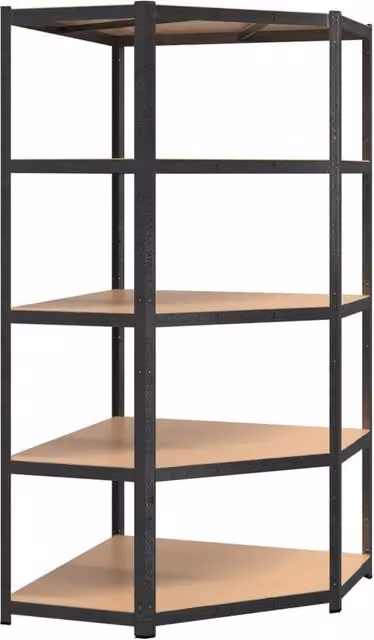 Berkfield Home 5-Layer Heavy-duty Corner Shelf in Grey Steel and Engineered Wood
