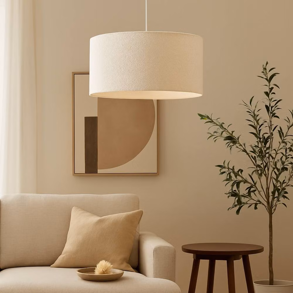 CGC Lighting Petra White Boucle Round Ceiling or Table Lamp Shade, Diameter: 45 cm – 3