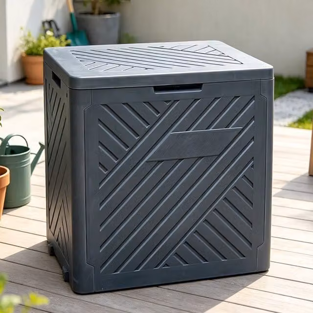 Gr8 Garden 120L Plastic Garden Storage Box in Anthracite Grey