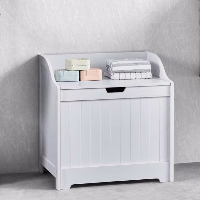 HD Designs Priano Dual-purpose Freestanding Laundry and Storage Chest in White Matt – 1