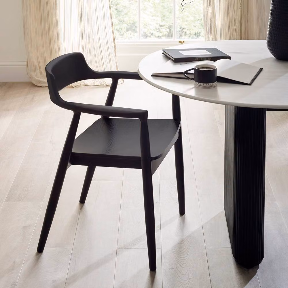 Cheshire Fairmont Premium Dining Chairs with Armrests, Set of 2, Black – 3