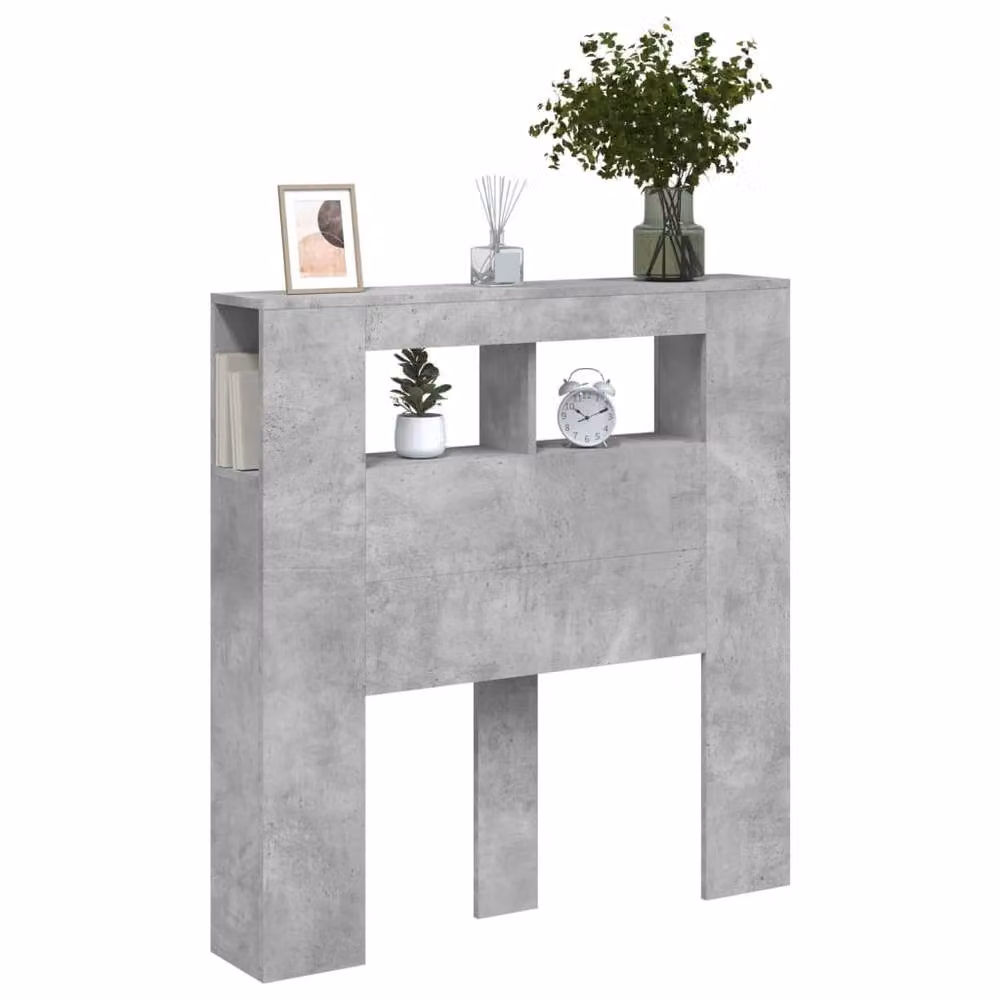 Berkfield Home LED Headboard in Concrete Grey with Integrated Lighting and Shelf, W/D/H: 100 x 18.5 x 103.5 cm – 4