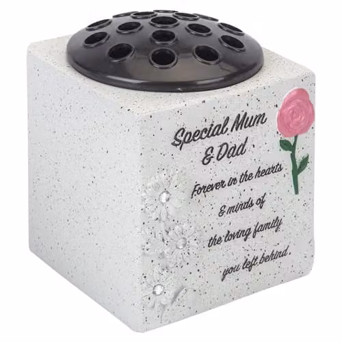 VFM e-Store Memorial Ornament Flower Pot Planter, Grey, W: 14 cm, D: 13.5 cm