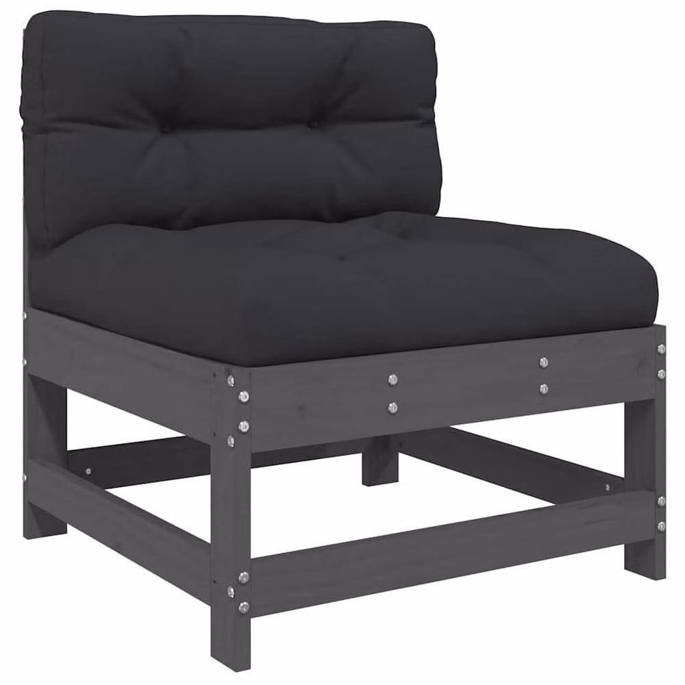 Berkfield Home Middle Sofas with Cushions, 2 Piece Set in Grey Solid Pine Wood – 3