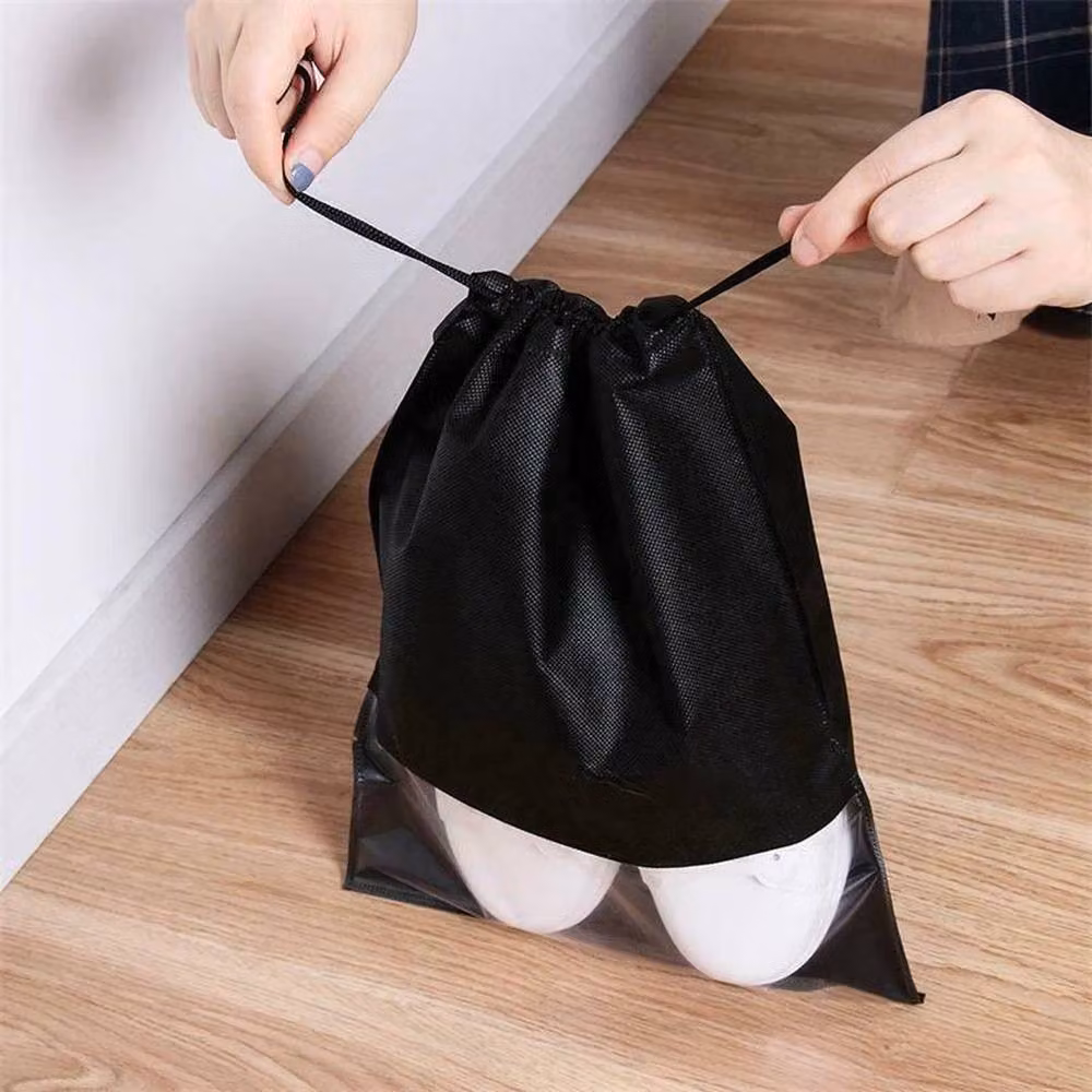 FLAVORA 10-Piece Large Non-Woven Drawstring Shoe Bags in Black, W: 50 cm – 3