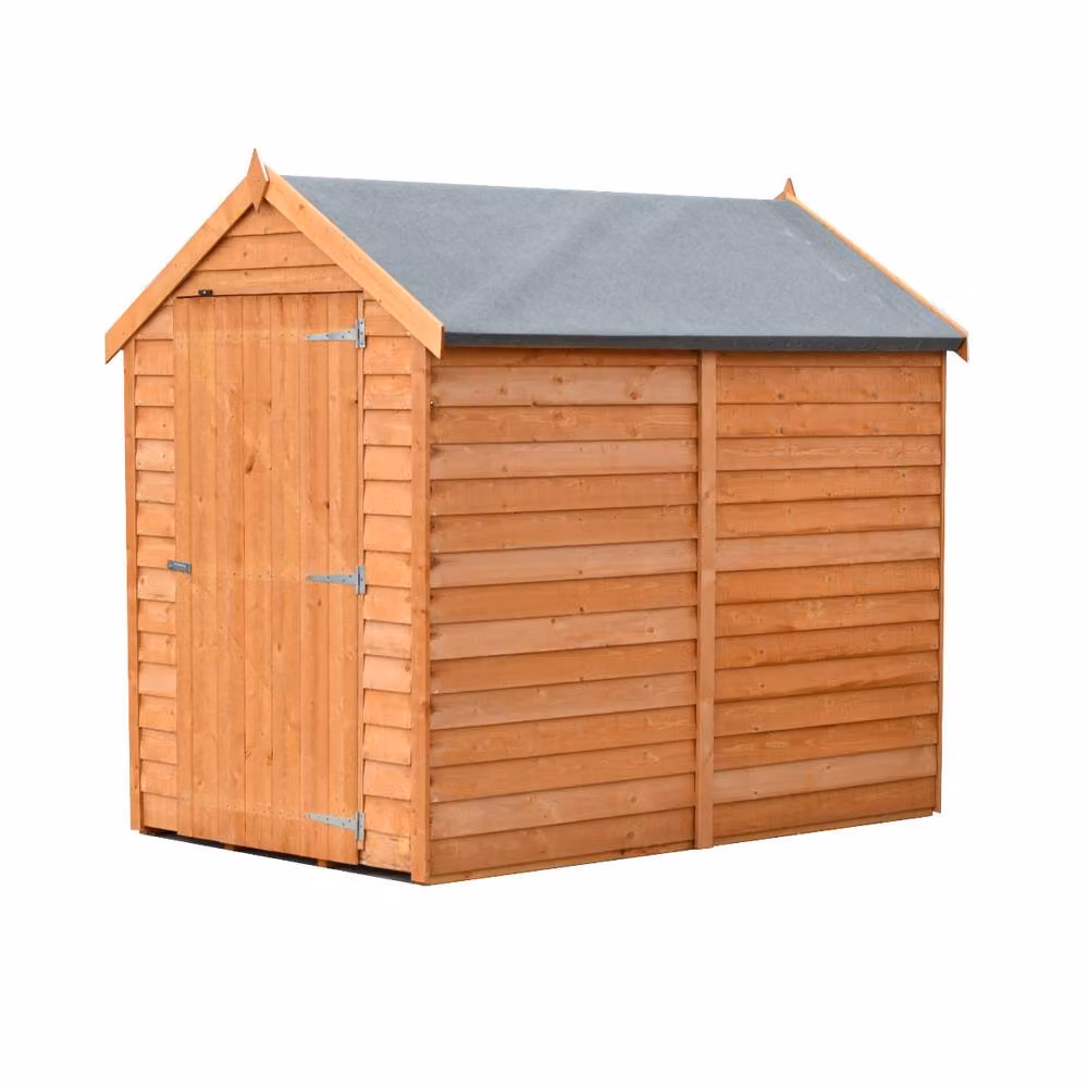 Shires Overlap Apex Single Door Wooden Shed in Brown W/D/H: 182.8 x 119.7 x 201.9 cm – 2