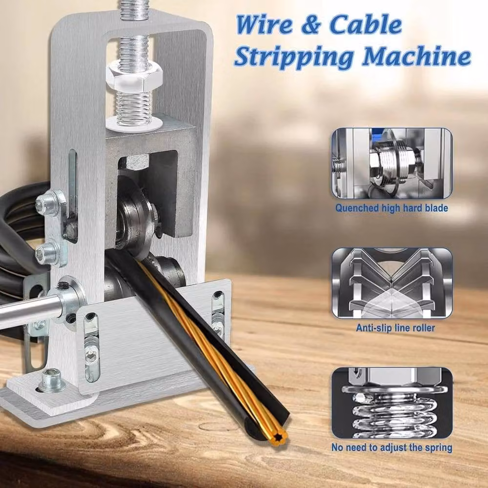 NESTLUNE Manual Electric Wire Stripping Machine Cable Stripper, Silver, W/D/H: 1000 x 400 x 400 mm – 3