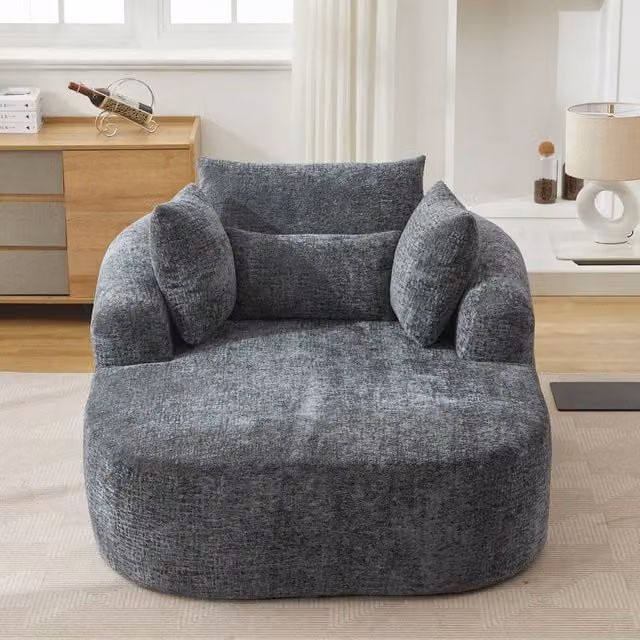 Matteo Oversized Grey Chenille Lounge Chaise Sofa Chair – 1