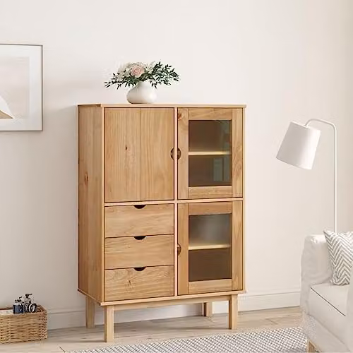 vidaXL OTTA Highboard in Brown Solid Wood and MDF, W/D/H: 85 x 43 x 125 cm – 2