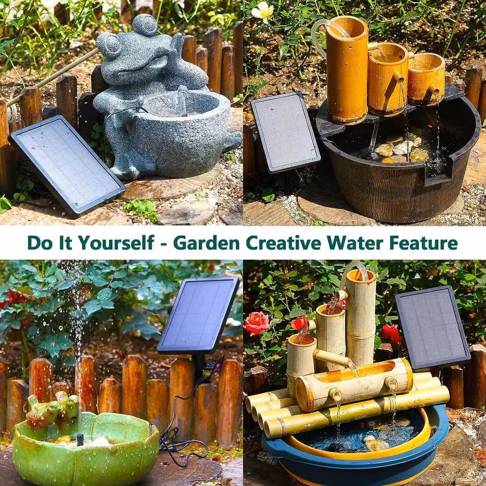 NESTLUNE Solar Powered Water Pump Fountain for Garden Pools and Ponds, Black, W/D/H: 100 x 100 x 100 cm – 4